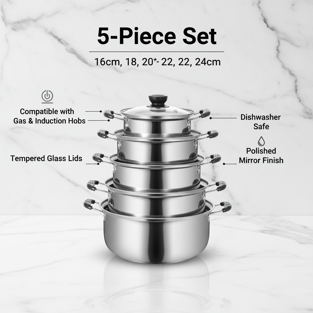 5-Piece Pot Set - Infographic