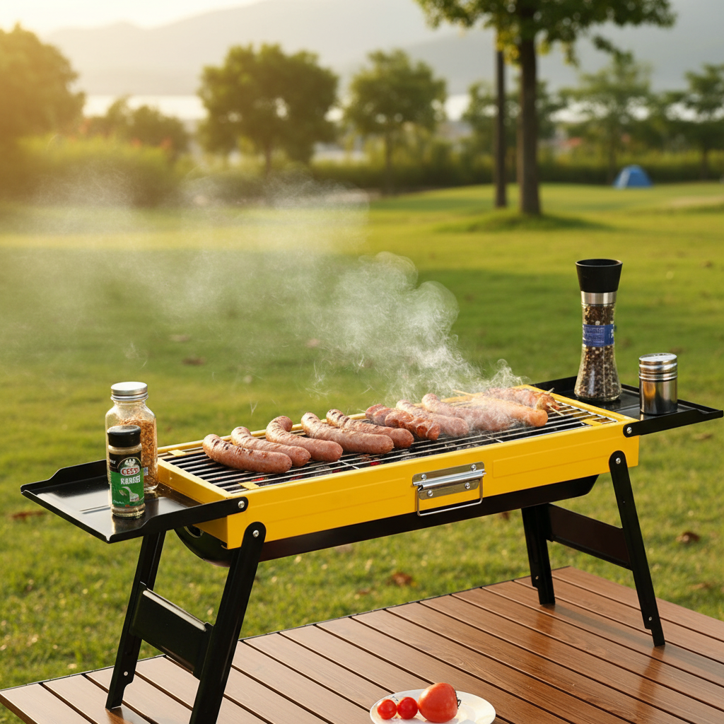 Foldable BBQ Charcoal Barbecue Grill Steel Stainless Garden Picnic Camping Stove