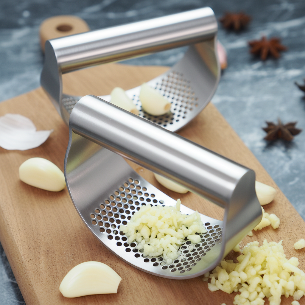 Upgraded Stainless Steel Garlic Press Squeezer Manual Garlic Ginger Rocker Crusher Garlic Cutting Mince Tools Kitchen Gadgets