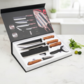 6 PCS Kitchen Knife Sets, Steel Kitchen Knives Set Tools Forged Kitchen Knife Scissors Ceramic Peeler Chef Slicer Knife Gift Case