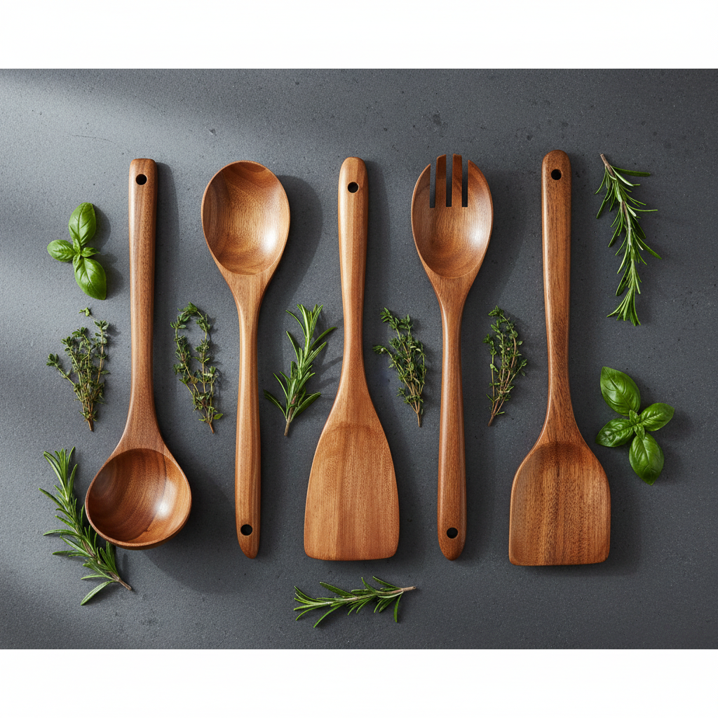 6pcs Wooden Utensils Teak Cooking Utensils Set Nonstick Pan Kitchen Utensils Set